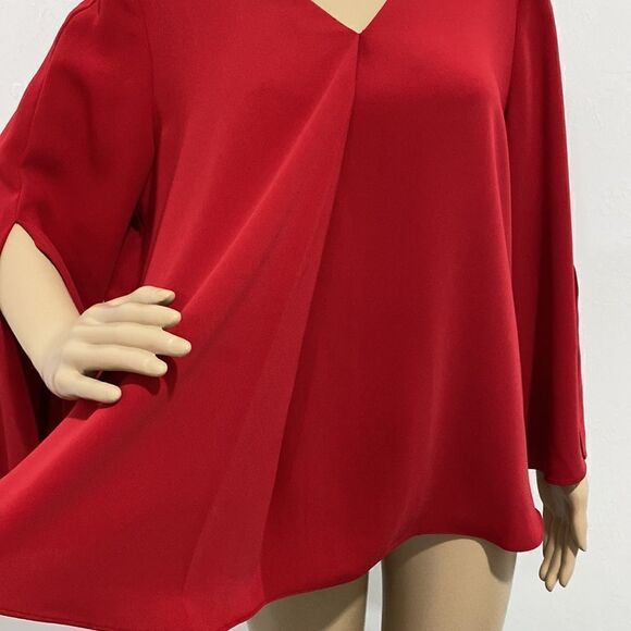 Chico’s red v-neck flutter sleeve blouse top size M - Picture 2 of 8